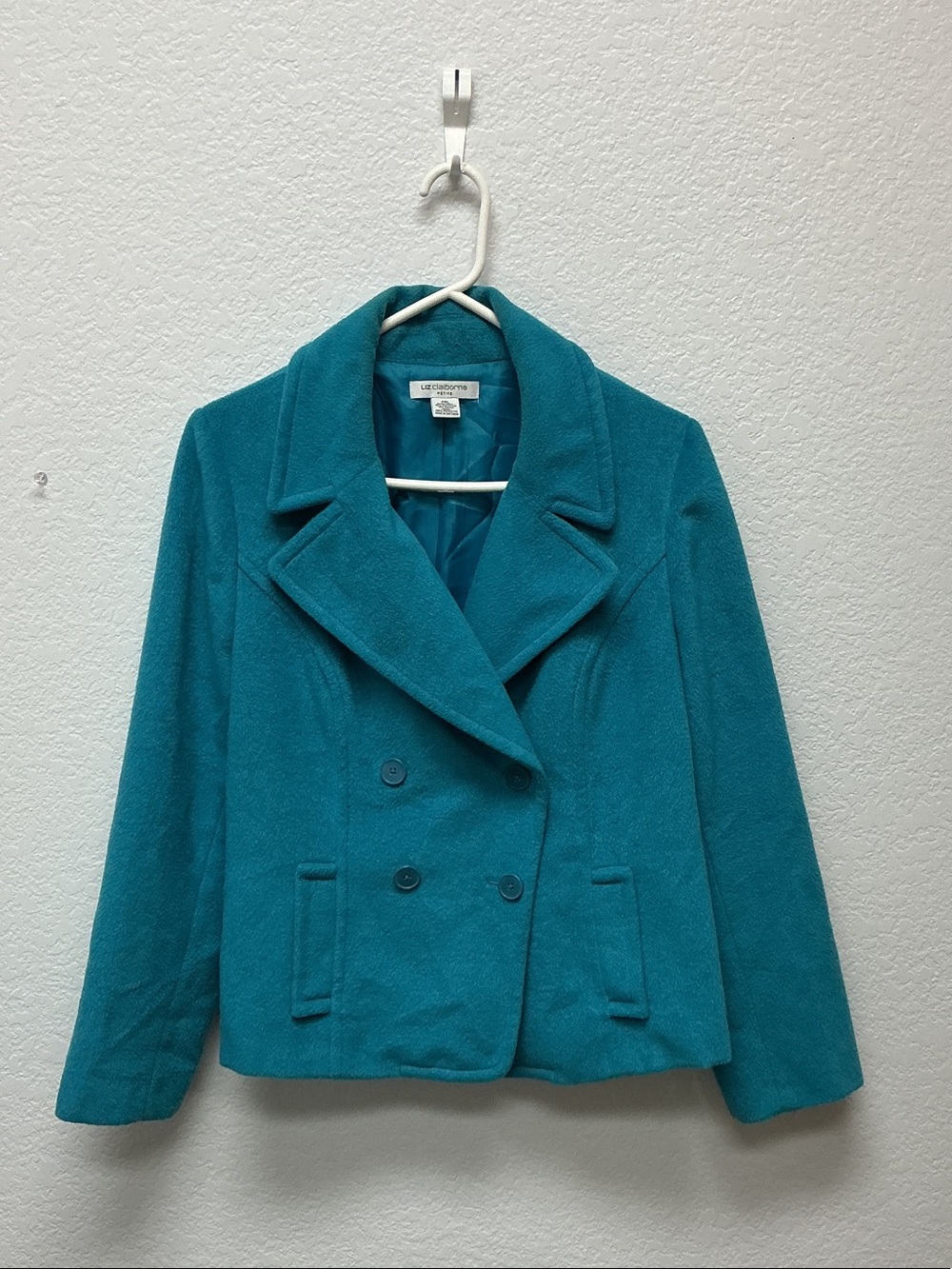 Liz Claiborne Teal Double-Breasted Peacoat